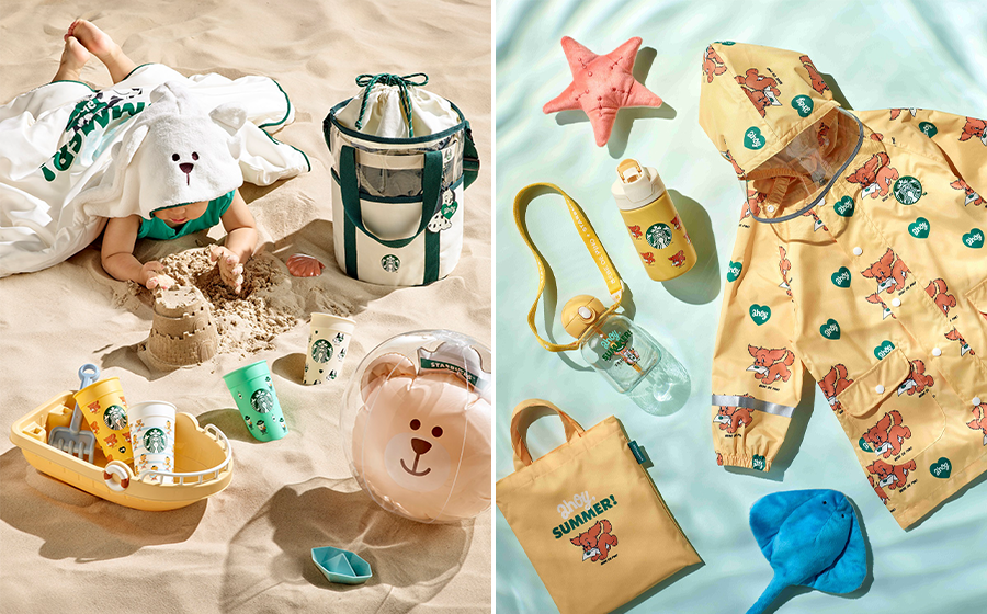 베베드피노 협업 상품의 구성 및 콜드컵, 우비, 타월 등 굿즈 이미지